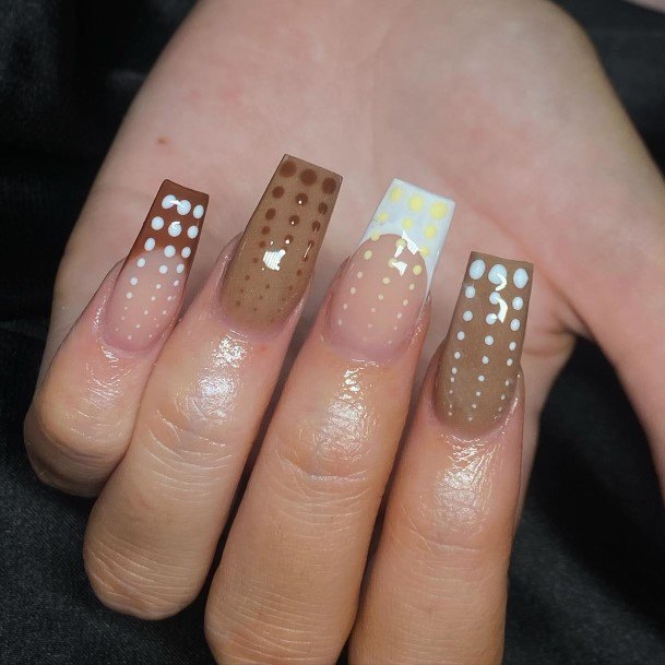 Colorful Womens Brown French Tip Nail Design Ideas