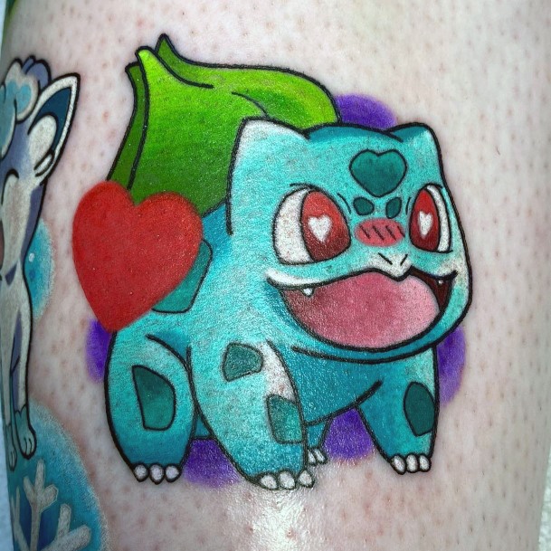 Colorful Womens Bulbasaur Tattoo Design Ideas