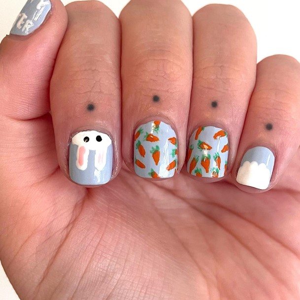 Colorful Womens Bunny Nail Design Ideas