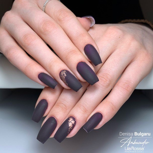 Colorful Womens Burgundy And Black Nail Design Ideas