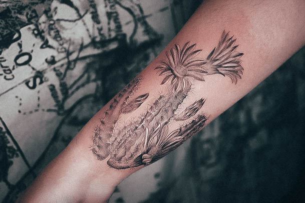 Colorful Womens Cactus Tattoo Design Ideas