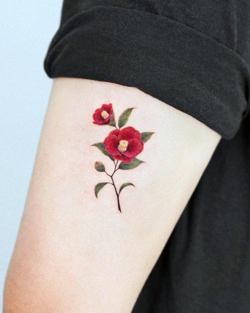 Colorful Womens Camellia Tattoo Design Ideas