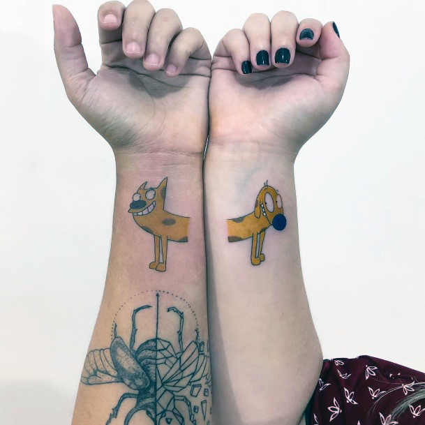 Colorful Womens Catdog Tattoo Design Ideas