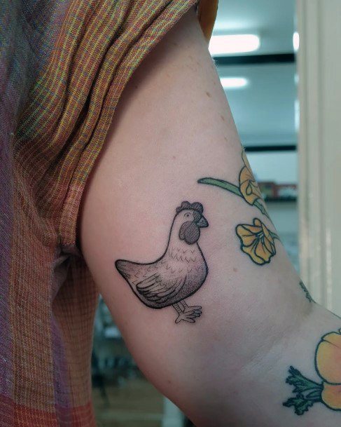 Colorful Womens Chicken Tattoo Design Ideas