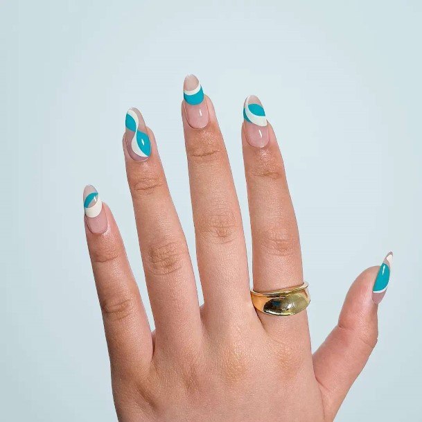 Colorful Womens Clear Blue Nail Design Ideas
