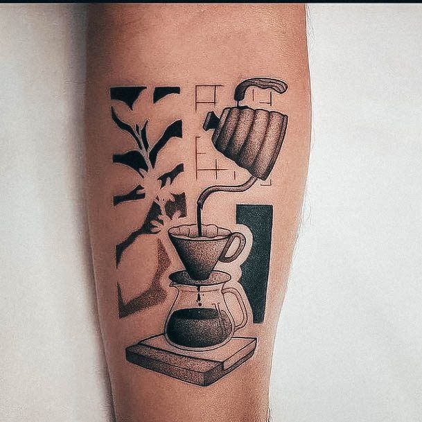 Colorful Womens Coffee Mug Tattoo Design Ideas