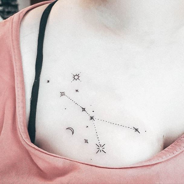 Colorful Womens Constellation Tattoo Design Ideas