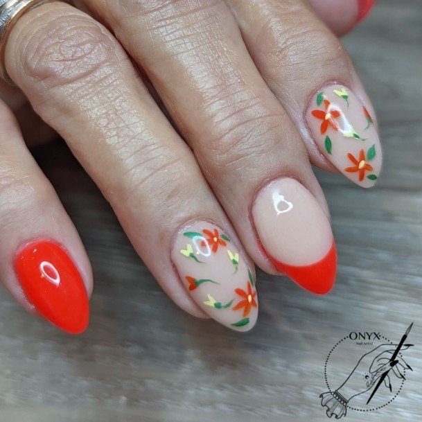 Colorful Womens Coral Nail Design Ideas