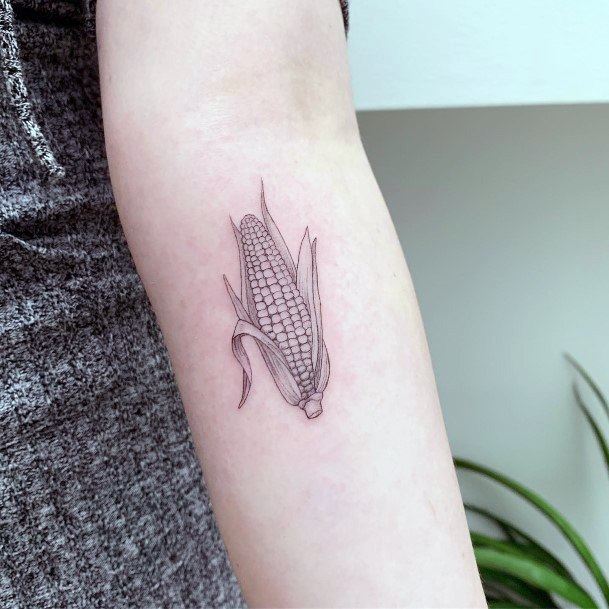 Colorful Womens Corn Tattoo Design Ideas