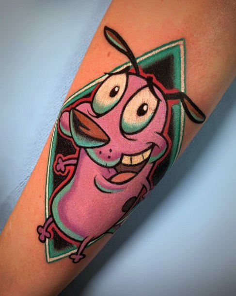 Colorful Womens Courage The Cowardly Dog Tattoo Design Ideas