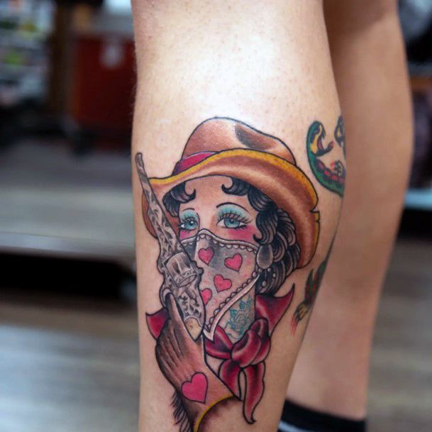 Colorful Womens Cowgirl Tattoo Design Ideas