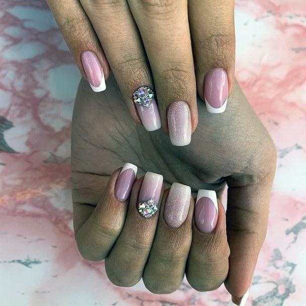 Colorful Womens Crystals Nail Design Ideas
