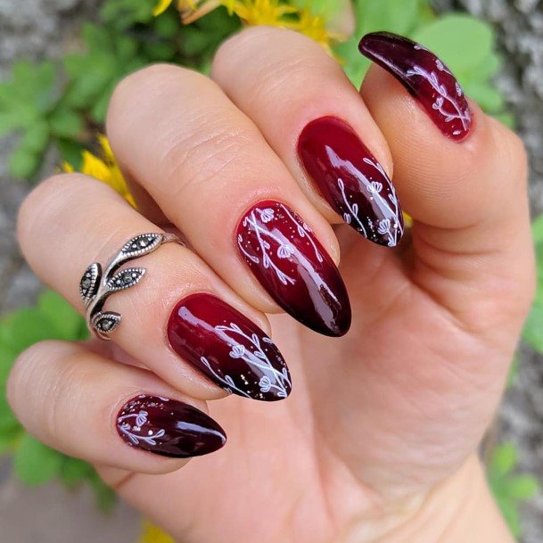 Colorful Womens Dark Red Nail Design Ideas