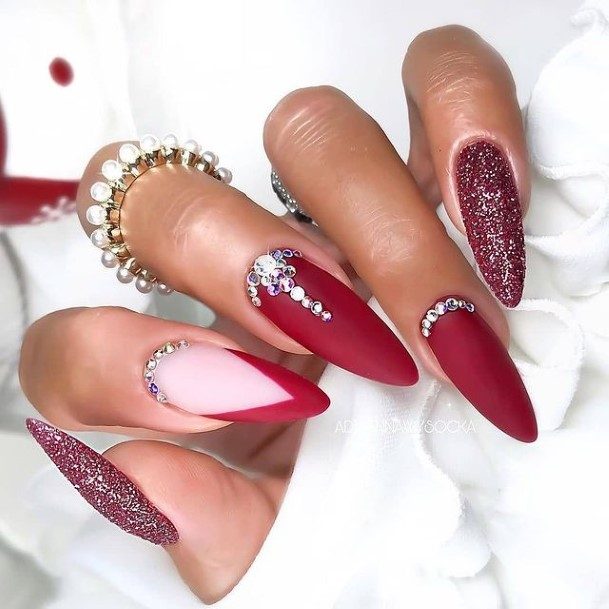 Colorful Womens Deep Red Nail Design Ideas