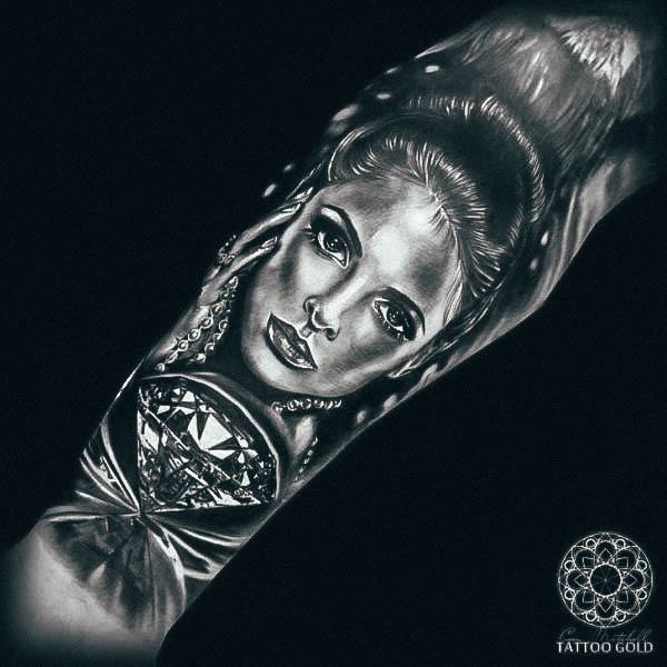 Colorful Womens Diamond Tattoo Design Ideas Leg Sleeve