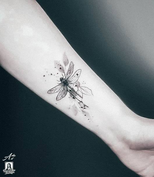 Colorful Womens Dragonfly Tattoo Design Ideas Wrist