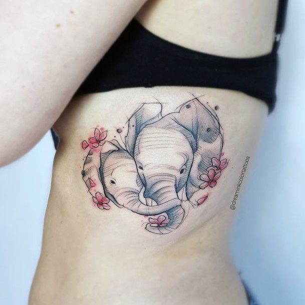 Colorful Womens Dumbo Tattoo Design Ideas