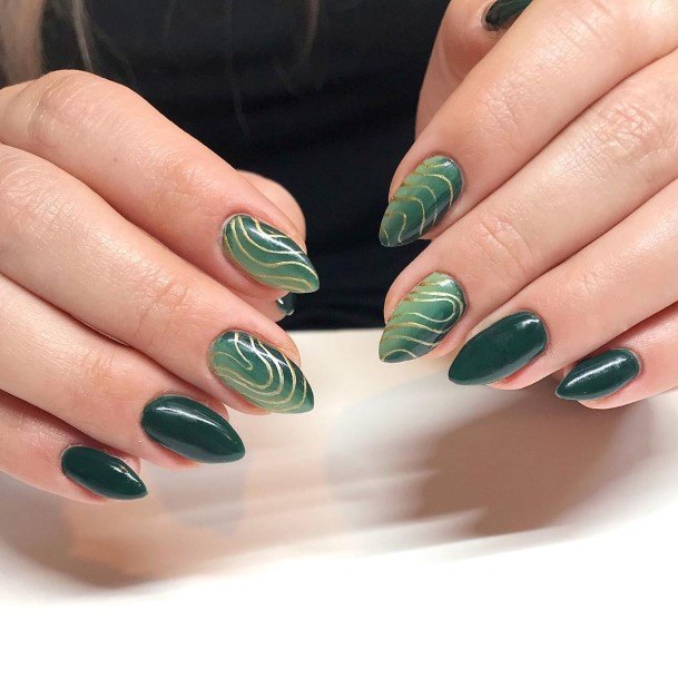 Colorful Womens Emerald Green Nail Design Ideas
