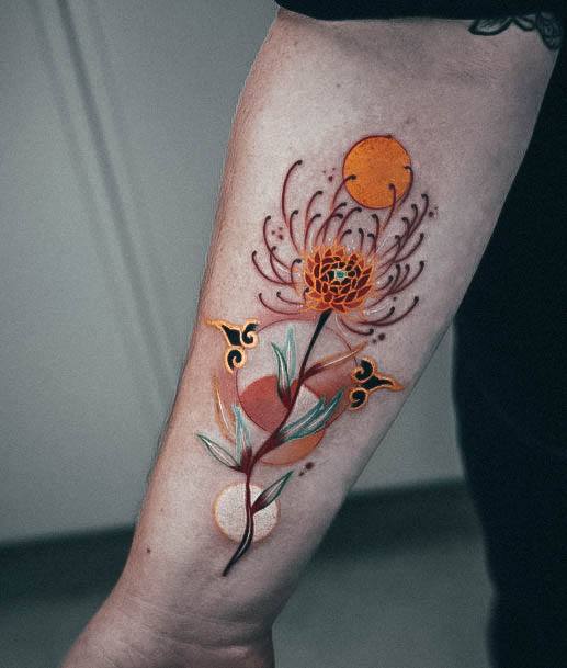 Colorful Womens Floral Tattoo Design Ideas