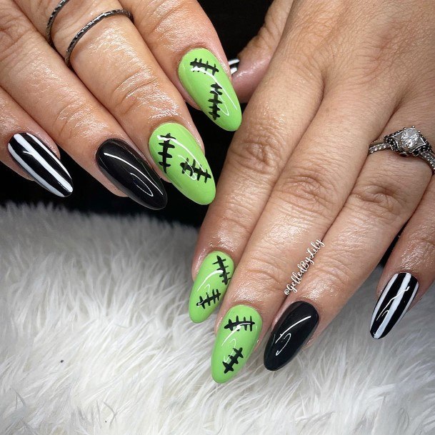 Colorful Womens Frankenstein Nail Design Ideas