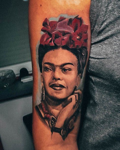 Colorful Womens Frida Tattoo Design Ideas