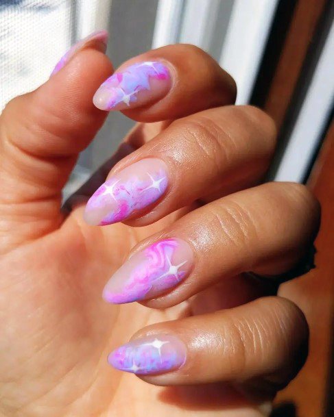 Colorful Womens Galaxy Nail Design Ideas