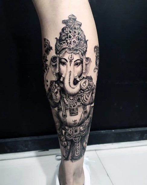 Colorful Womens Ganesha Tattoo Design Ideas