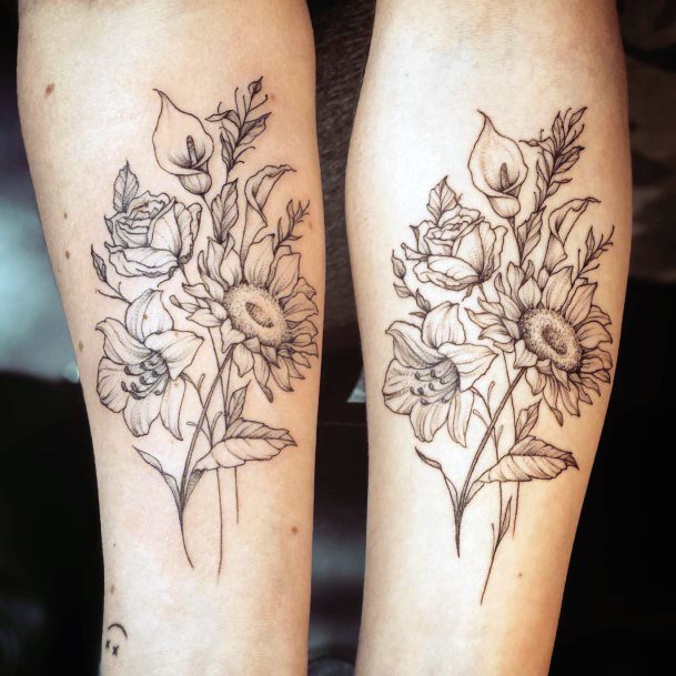 Colorful Womens Gardening Tattoo Design Ideas