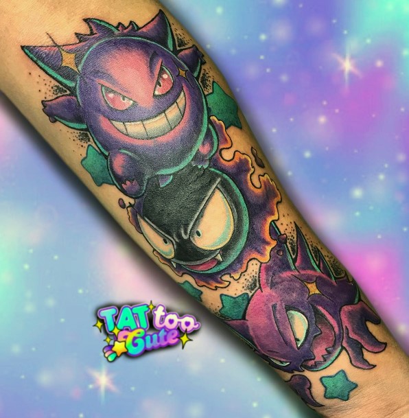 Colorful Womens Gengar Tattoo Design Ideas