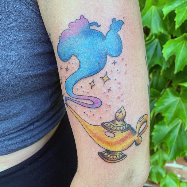 Colorful Womens Genie Tattoo Design Ideas