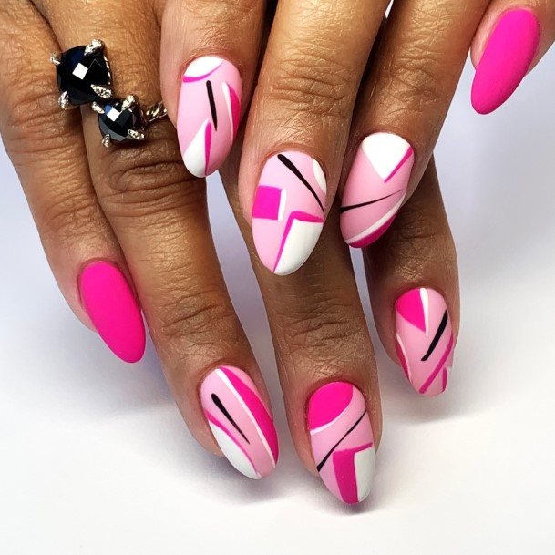 Colorful Womens Geometric Nail Design Ideas