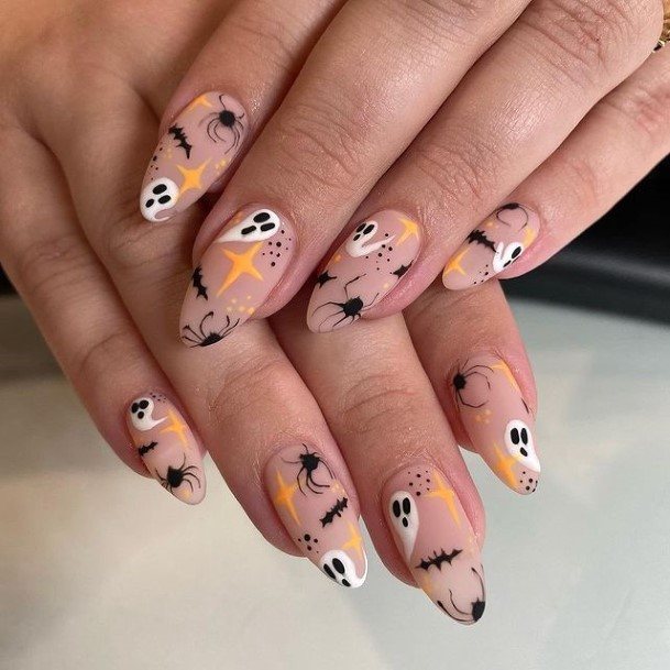 Colorful Womens Ghost Nail Design Ideas