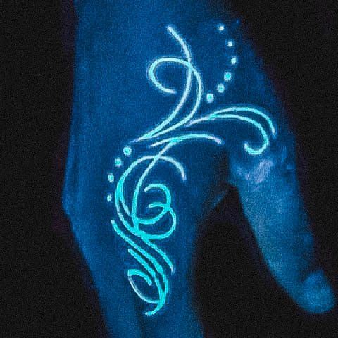 Colorful Womens Glow In The Dark Tattoo Design Ideas Tribal Hand