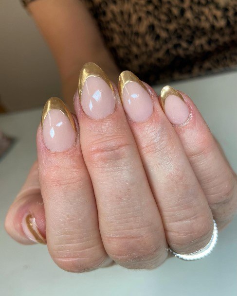 Colorful Womens Gold French Tip Nail Design Ideas