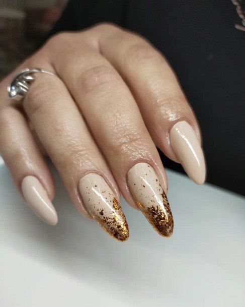 Colorful Womens Gold Ombre Nail Design Ideas