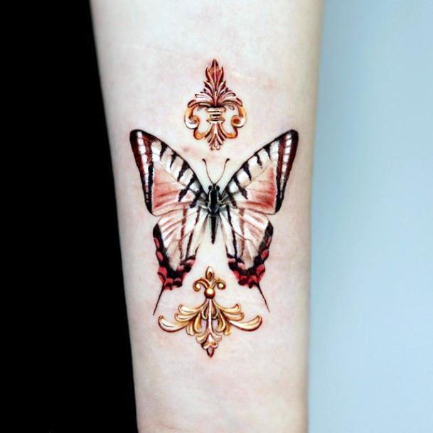 Colorful Womens Gold Tattoo Design Ideas