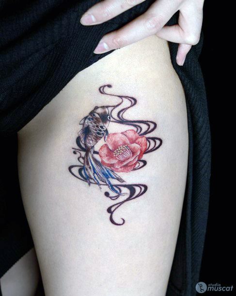 Colorful Womens Goldfish Tattoo Design Ideas