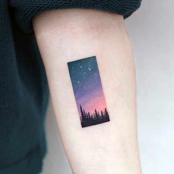 Colorful Womens Good Tattoo Design Ideas Night Sky