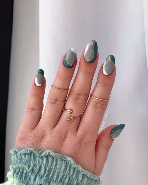 Colorful Womens Green Dress Nail Design Ideas