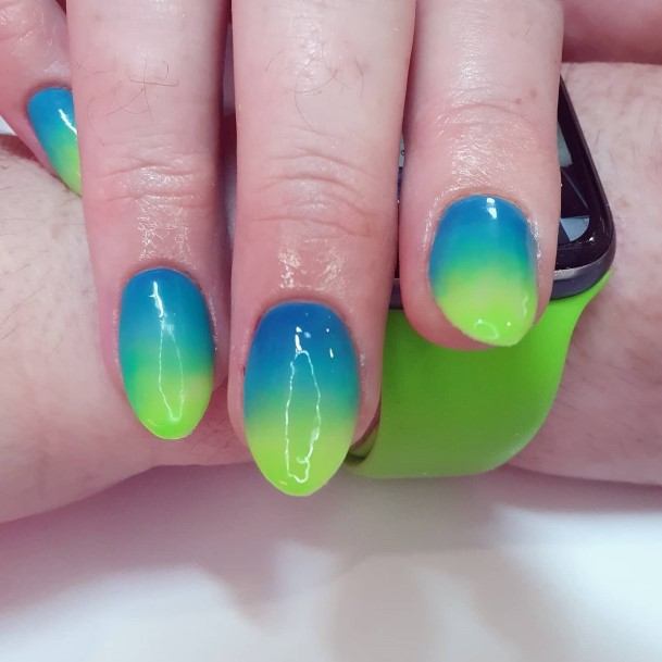 Colorful Womens Green Ombre Nail Design Ideas