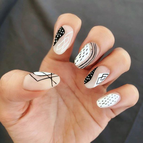 Colorful Womens Grey Dress Nail Design Ideas