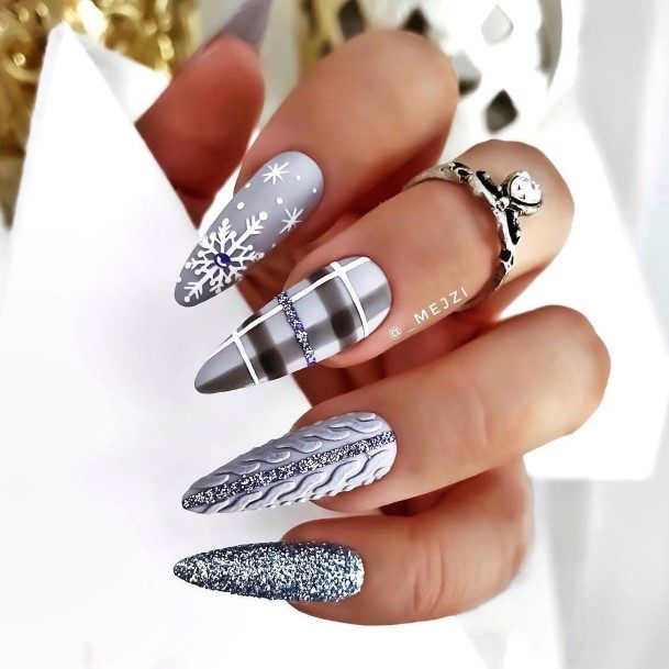 Colorful Womens Grey Nail Design Ideas