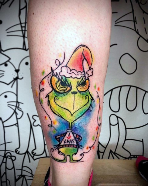Colorful Womens Grinch Tattoo Design Ideas