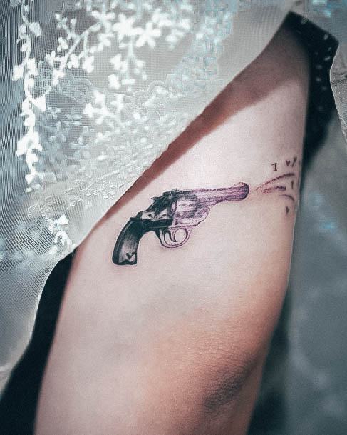 Colorful Womens Gun Tattoo Design Ideas