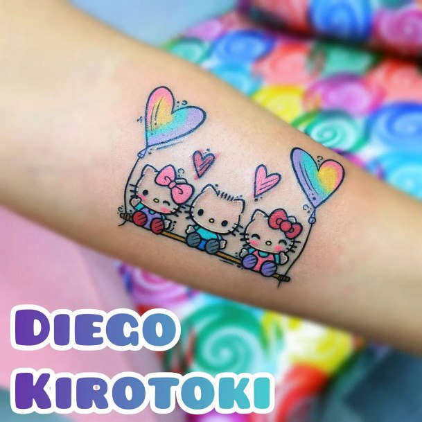Colorful Womens Hello Kitty Tattoo Design Ideas