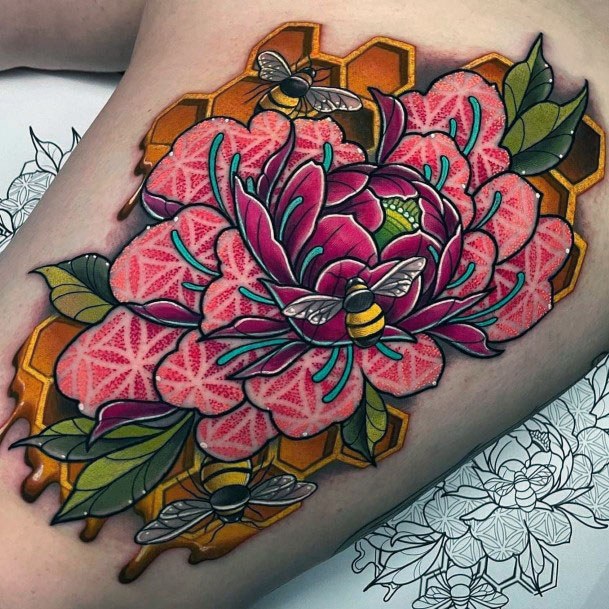 Colorful Womens Honey Tattoo Design Ideas