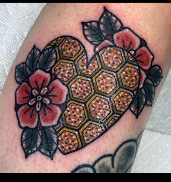 Colorful Womens Honeycomb Tattoo Design Ideas