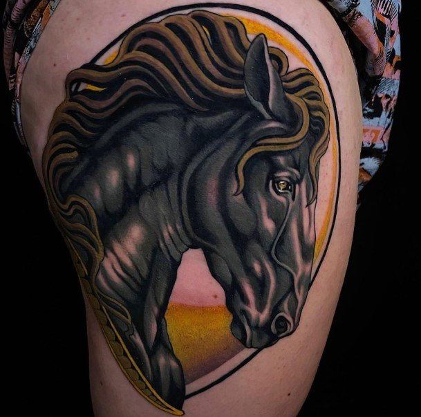 Colorful Womens Horse Tattoo Design Ideas