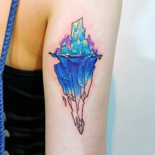 Colorful Womens Iceberg Tattoo Design Ideas