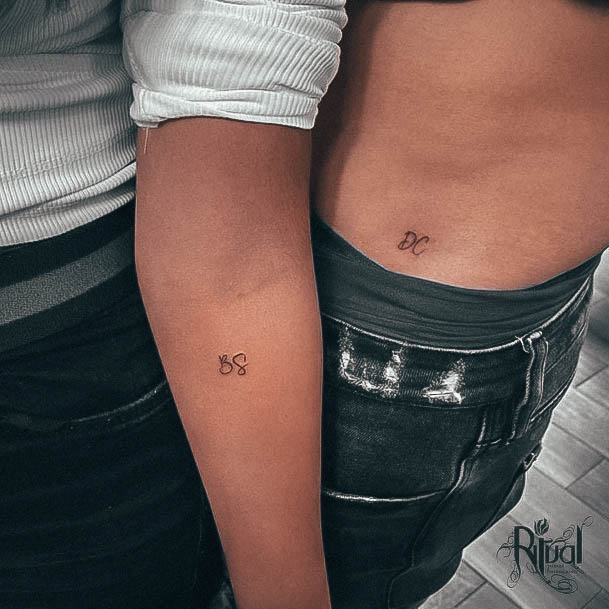 Colorful Womens Initials Tattoo Design Ideas